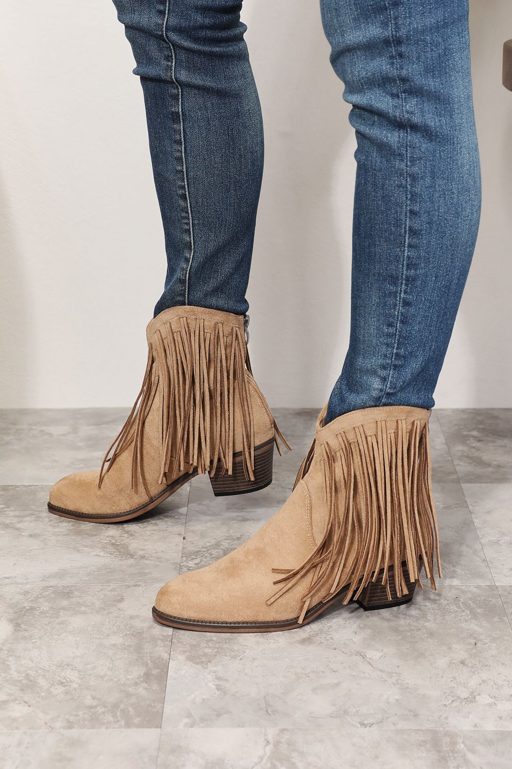 Honorine Montclair — Legend Women's Fringe Cowboy Western Ankle Boots Khaki Women's Fashion Footwear, alternate view 4