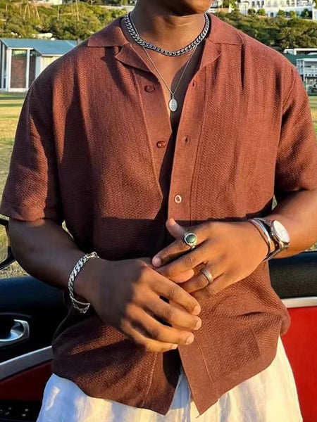 Men's Plus Size Button Down Short Sleeve Shirt - Opulent Empire