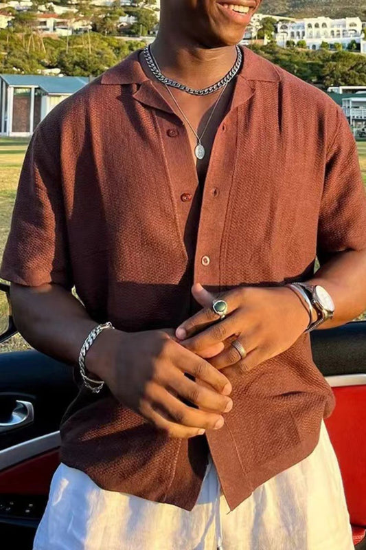 Men's Plus Size Button Down Short Sleeve Shirt - Opulent Empire