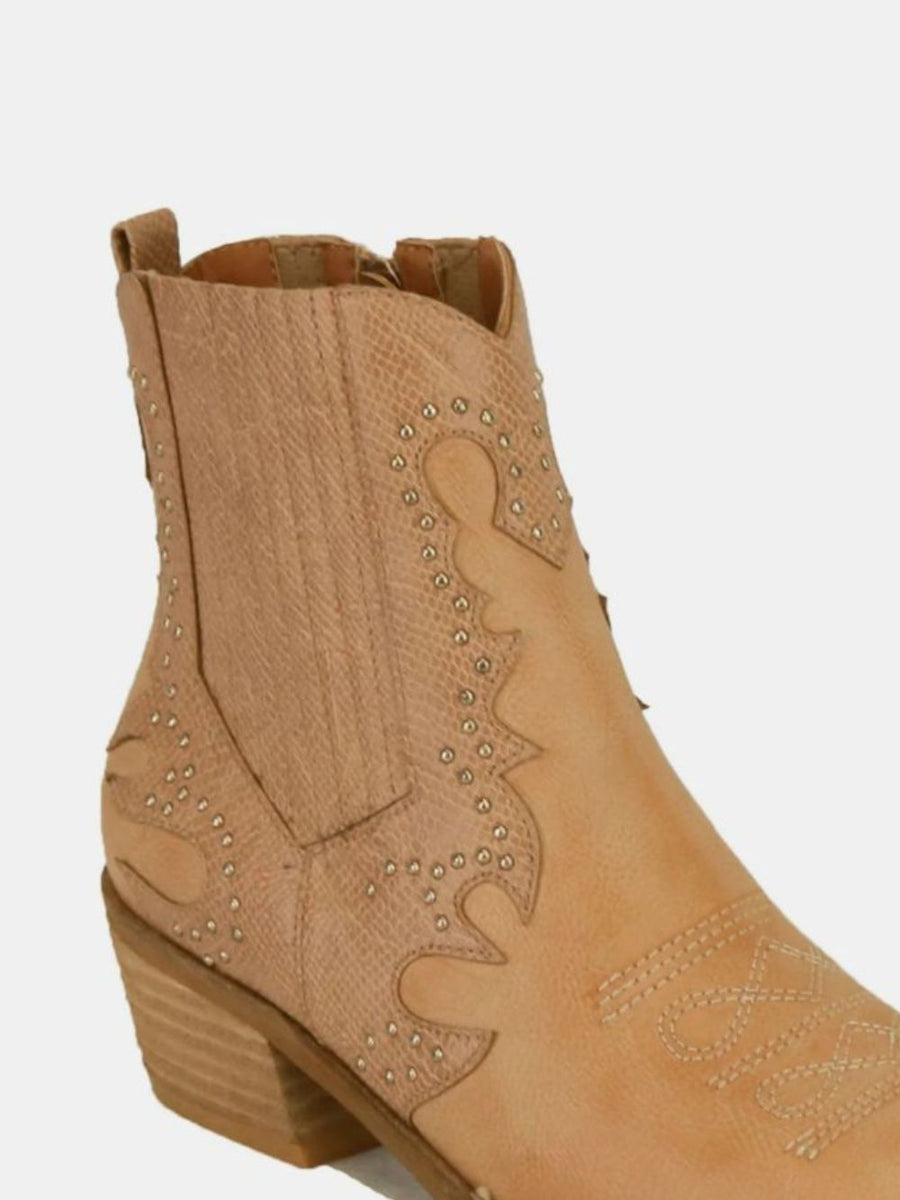 Beast Fashion Studded Detail Point Toe Boots - Opulent Empire