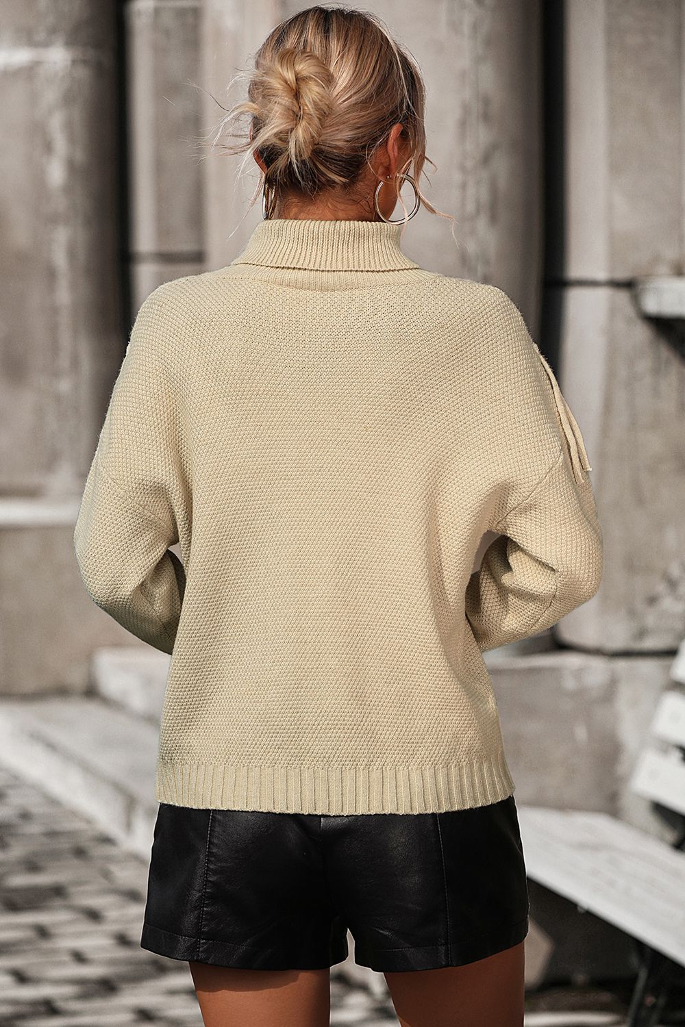 Perrin Valmont — Turtle Neck Tassel Front Long Sleeve Pullover Sweater, alternate view 22