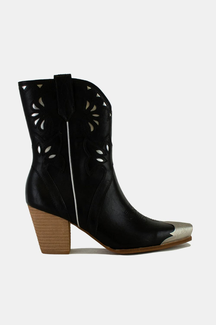 Perrin Beaumont — Beast Fashion Cut-Out Floral Embroidery Boots Black Fashion Footwear, alternate view 2