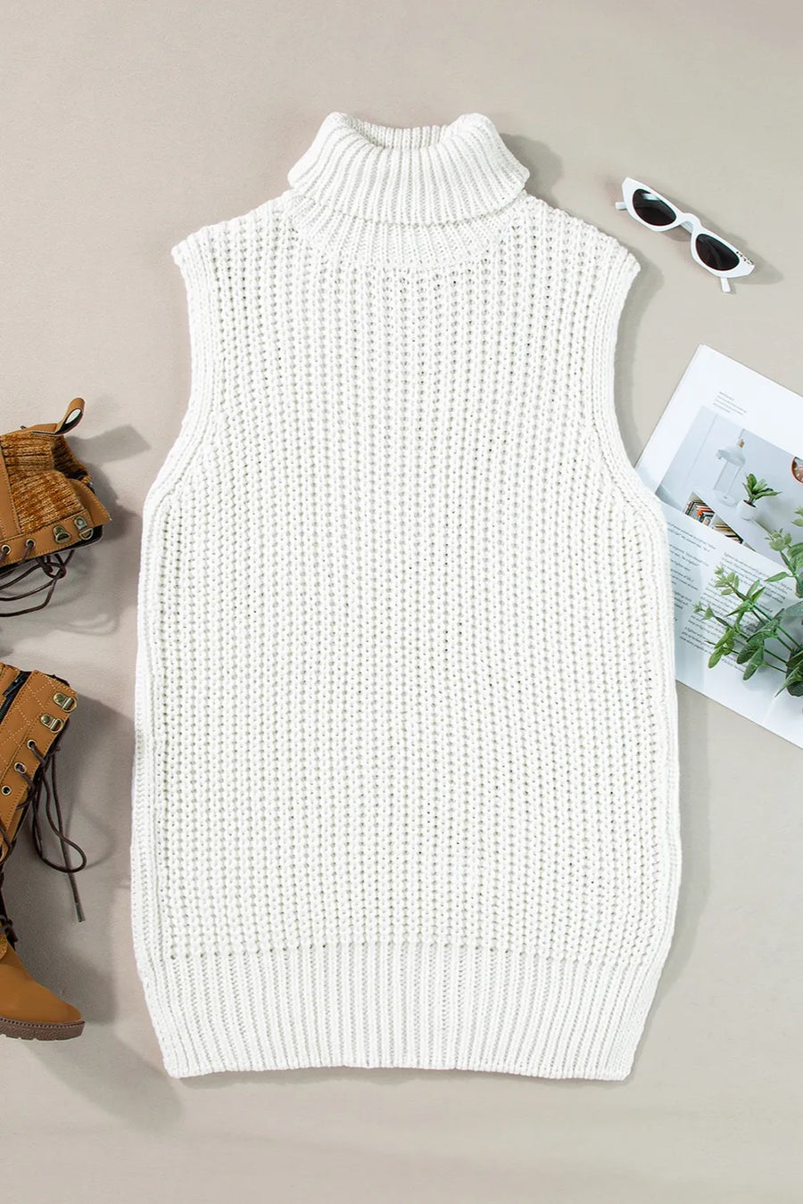 Sol Bellamy — Slit Turtleneck Sleeveless Sweater Vest, alternate view 2