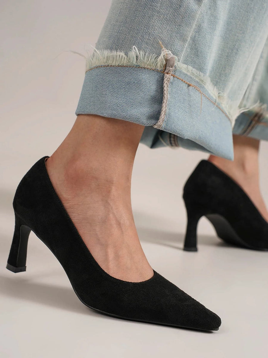 Beast Fashion Faux Suede Point Toe Pumps - Opulent Empire