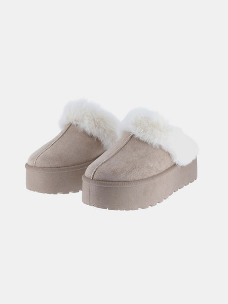 Weeboo Thick Bottom Fur Trim Snow Slippers - Opulent Empire