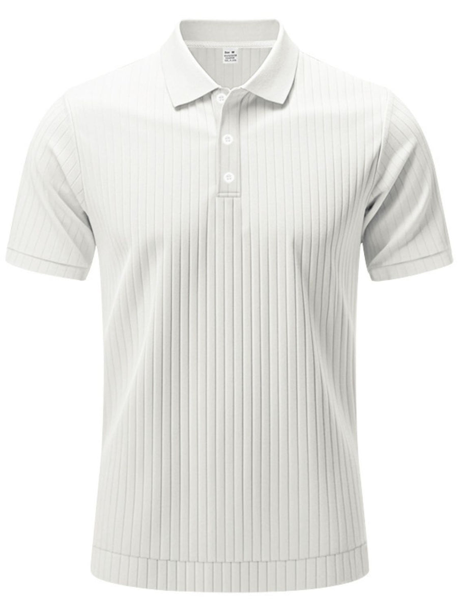 Matteo — Men's Full Size Ribbed Short Sleeve Polo Plus Size Men's Tailored Shorts, alternate view 2