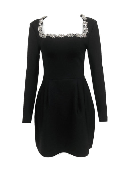 Kalystra™ | Square Neck Crystal Rhinestone Dress - Opulent Empire