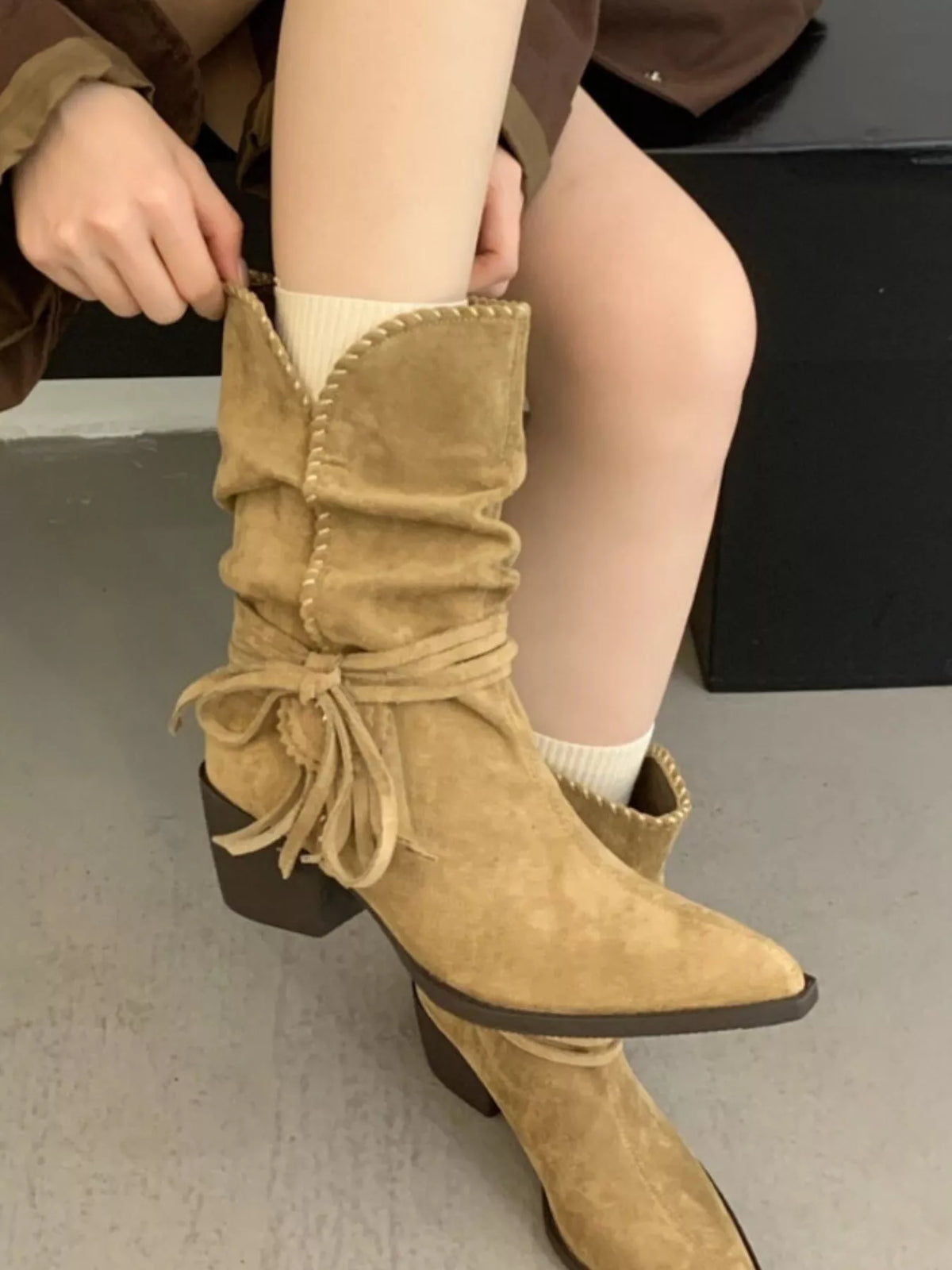 Indigo Bellini — Point Toe Block Heels Boots Fashion Footwear, alternate view 2