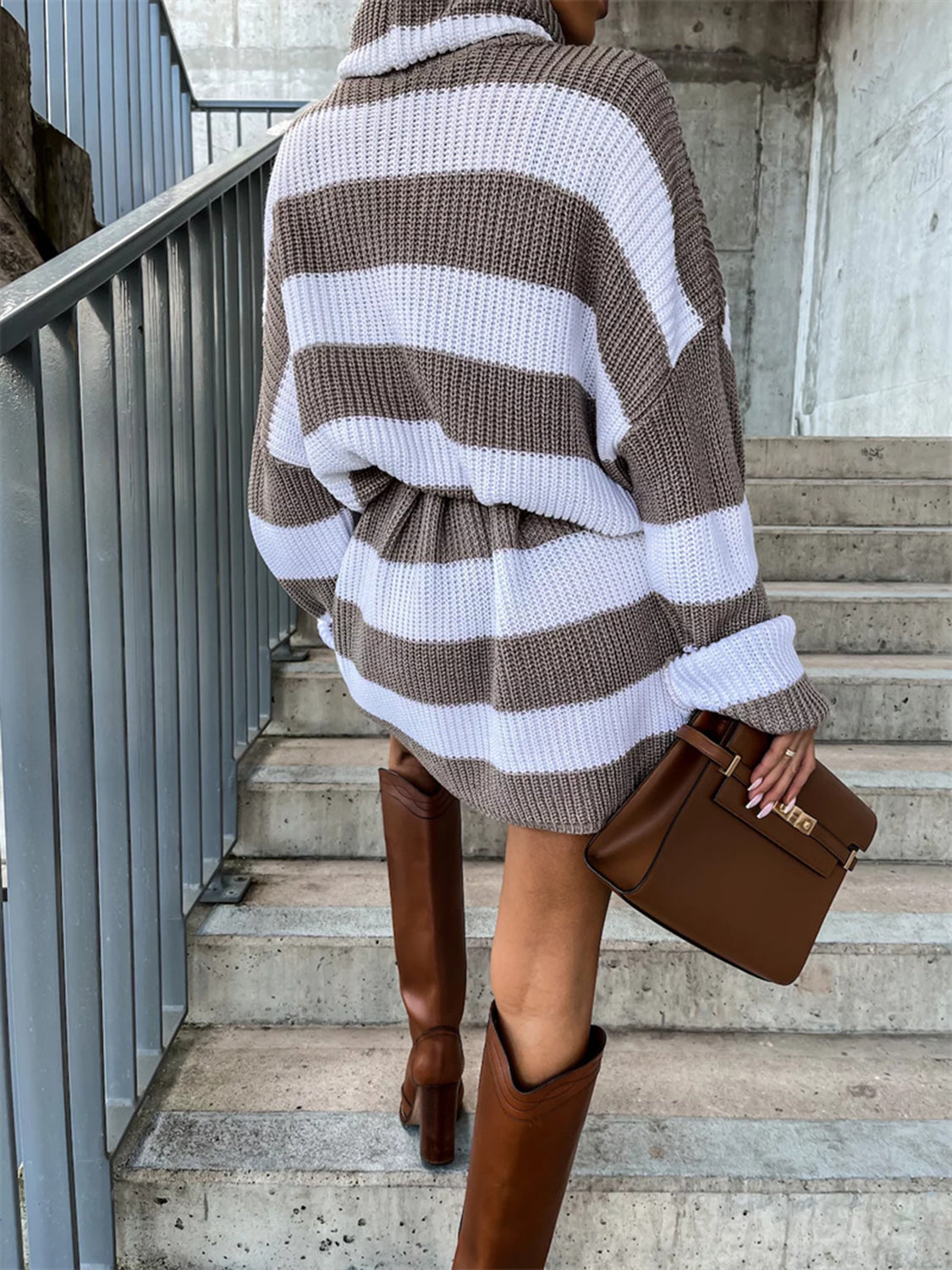 Lior Fontaine — Striped Turtleneck Sweater Dress, alternate view 6