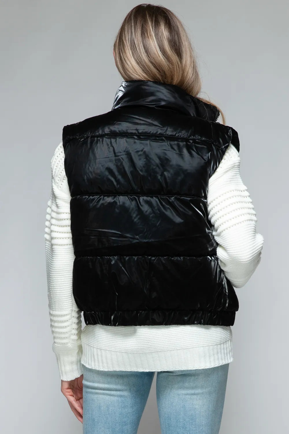 Sasha Rosetti — Snobbish Fine Fur Lining Quilted Vest Black Coat or Jacket, alternate view 2