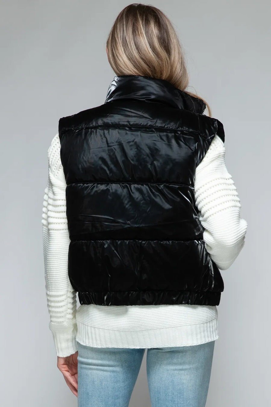 Sasha Rosetti — Snobbish Fine Fur Lining Quilted Vest Black Coat or Jacket, alternate view 2