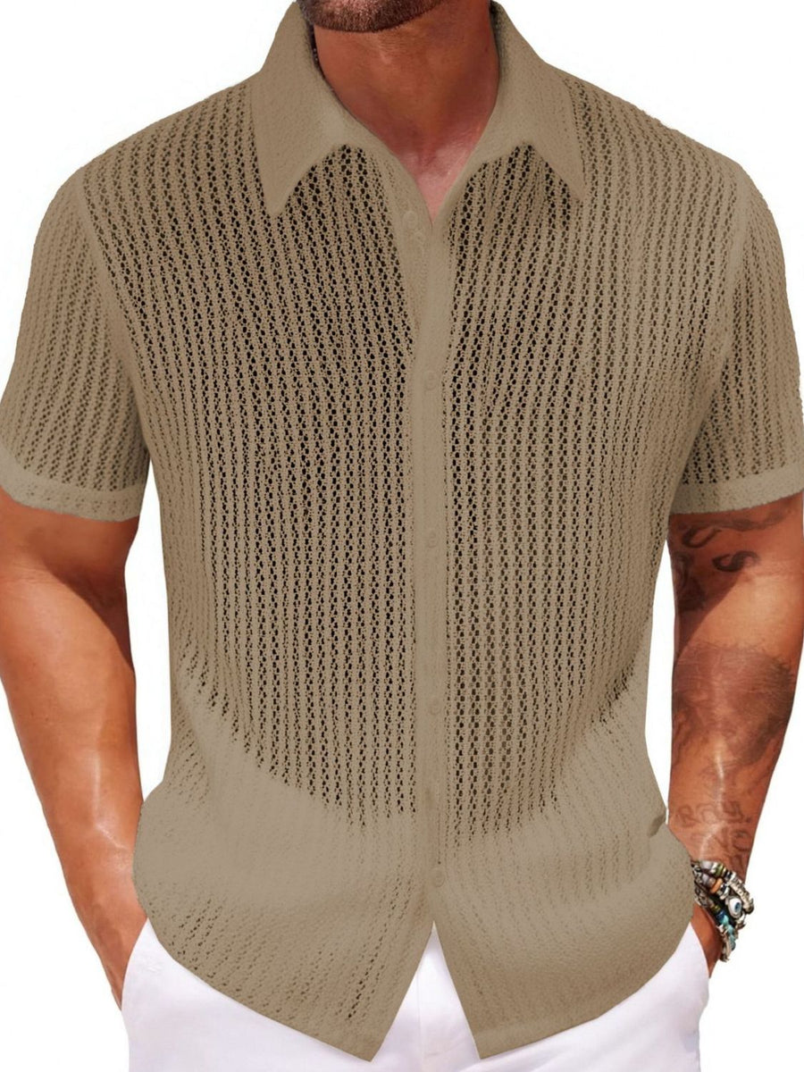 Adrien — Men's Plus Size Button Down Short Sleeve Shirt, alternate view 2