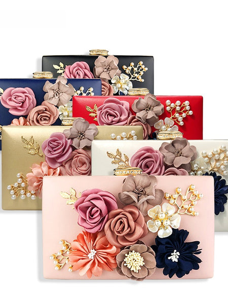Juliet Evening Flower Clutch Bag - Elegant Floral Handbag