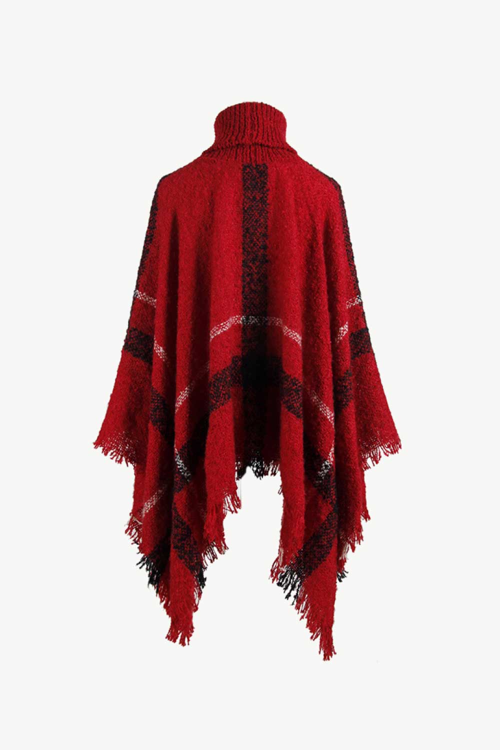 Sasha Versailles — Plaid Turtleneck Raw Hem Poncho, alternate view 8