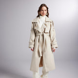 Accessorized Wool Blended Cashmere Maxi Woody Ecru Coat-3