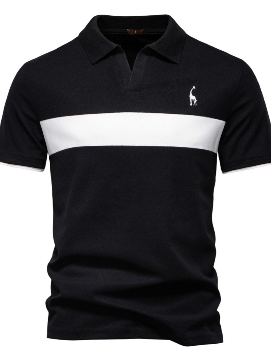 Thierry — Men's Giraffe Embroidered Collared Neck Contrast Polo, alternate view 7