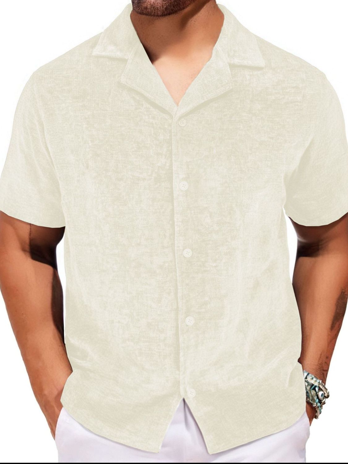 Bastien — Men's Plus Size Button Down Short Sleeve Shirt, alternate view 4