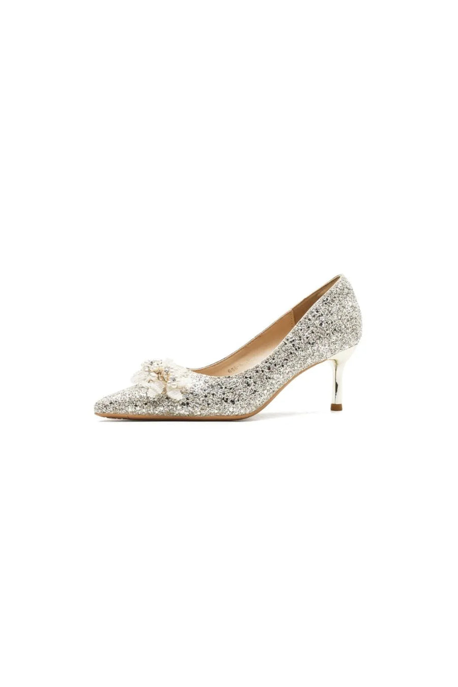 Blaise Sorrento — Pearl Detail Point Toe Pumps Gold Fashion Footwear