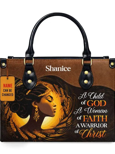 Luxury African Girl Print Leather Top-Handle Tote Handbag for Women