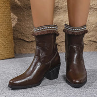 Finley Venturi — Western Embroidered Trim Boots with Block Heel, alternate view 6