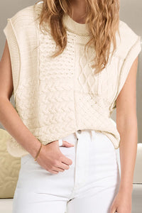 Monroe Valmont — Cable-Knit Round Neck Sweater Vest