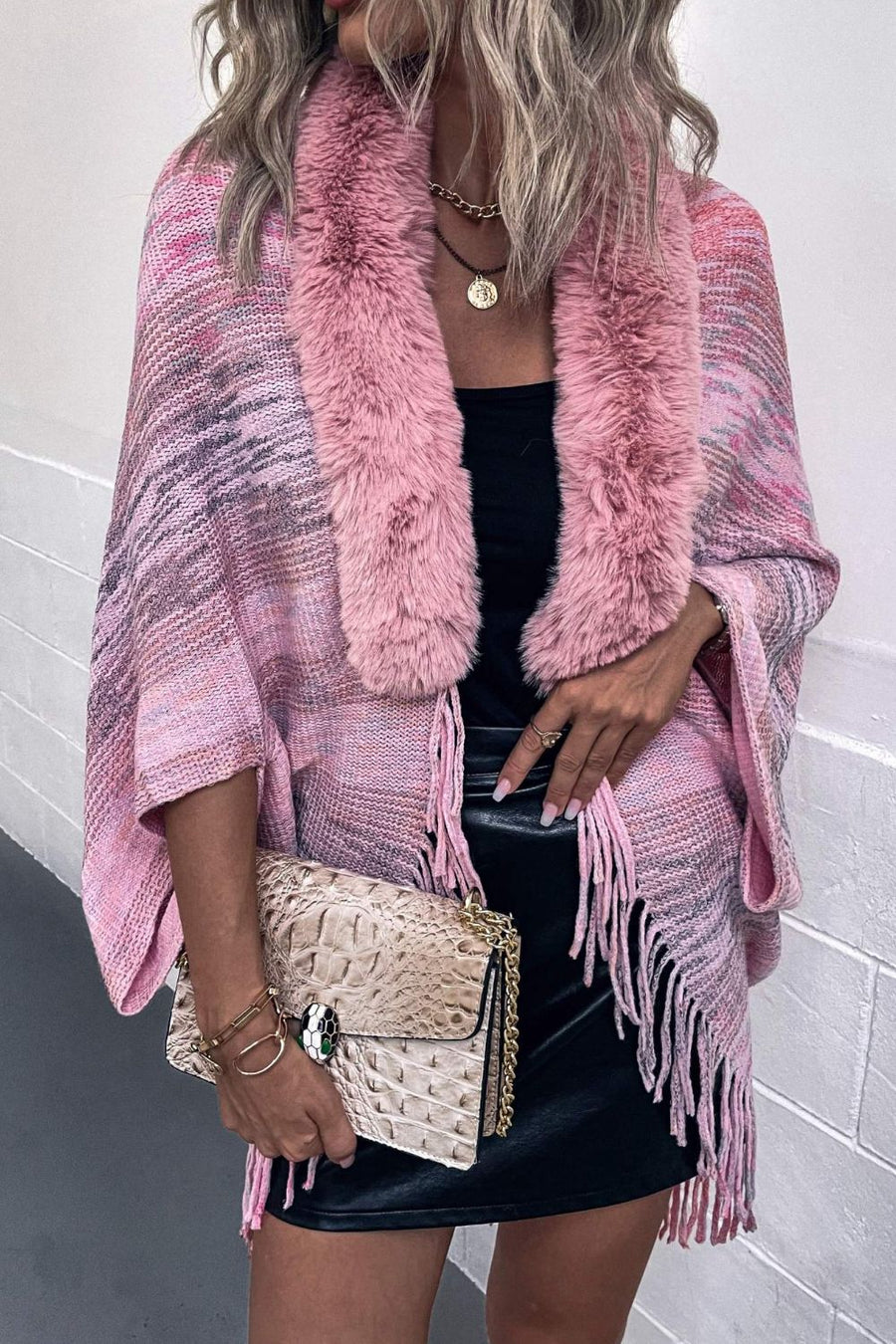 Arden Versailles — Open Front Fringe Hem Poncho