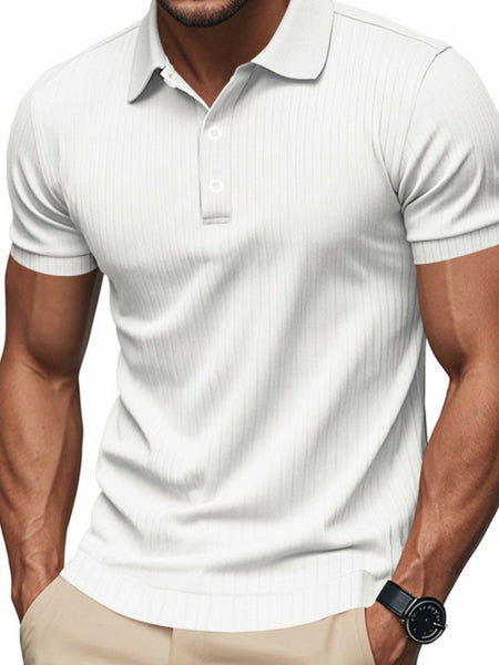 Men's Full Size Ribbed Short Sleeve Polo Plus Size - Opulent Empire