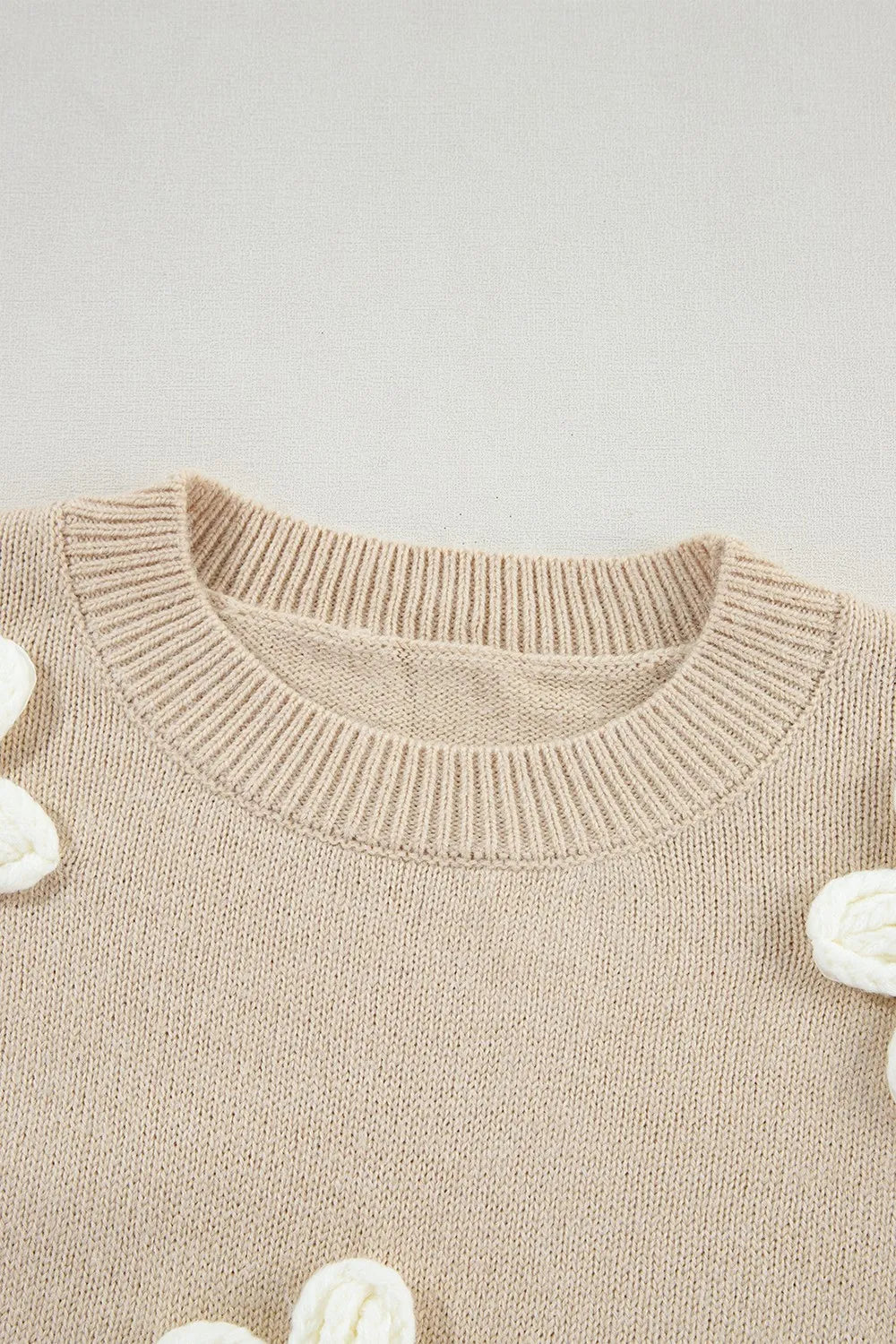 Rowan Delacroix — Crochet Flower Round Neck Long Sleeve Sweater, alternate view 11