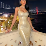Auréline Duval — Luxury Gold-Foil Bandage Maxi Dress, alternate view 8