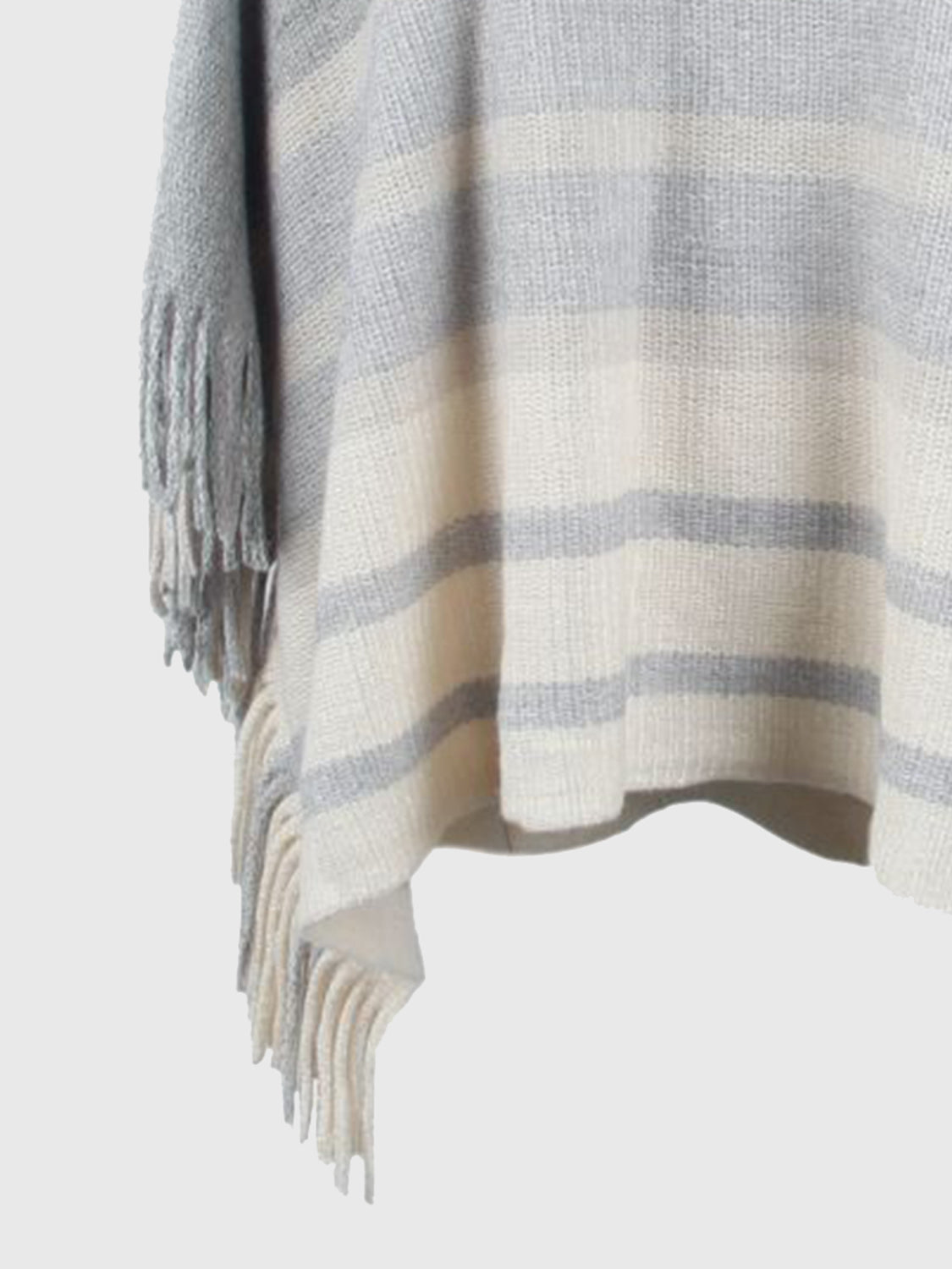 Emery Versailles — Striped Boat Neck Poncho with Fringes, alternate view 15