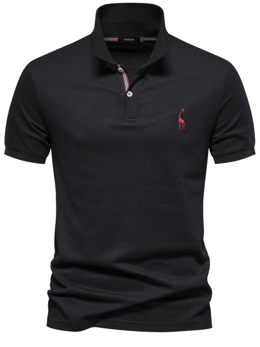 Men's Giraffe Embroidered Short Sleeve Polo - Opulent Empire