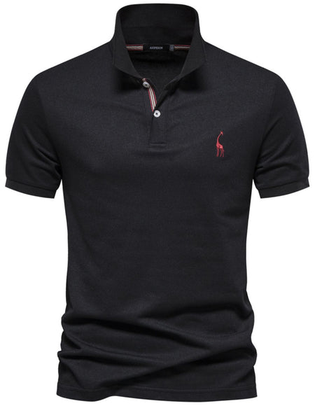 Men's Giraffe Embroidered Short Sleeve Polo - Opulent Empire