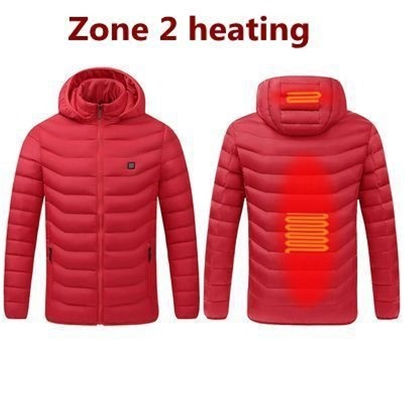 Boreal Arden red hooded jacket, 2-zone heating illustration