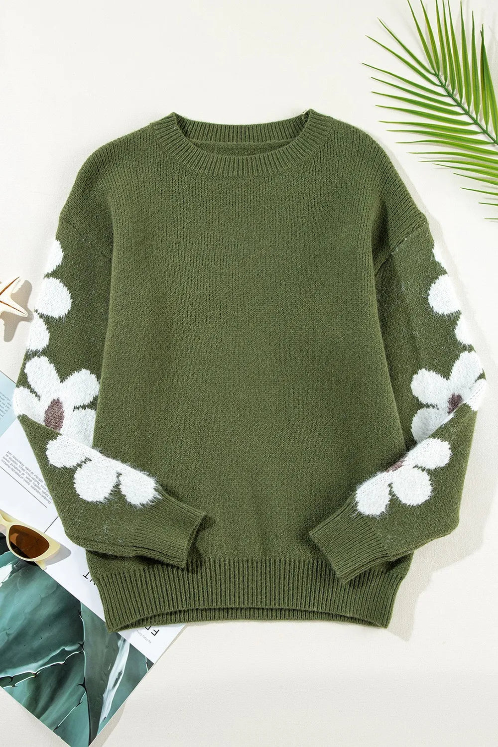 Harbor Rivière — Flower Round Neck Long Sleeve Sweater, alternate view 5