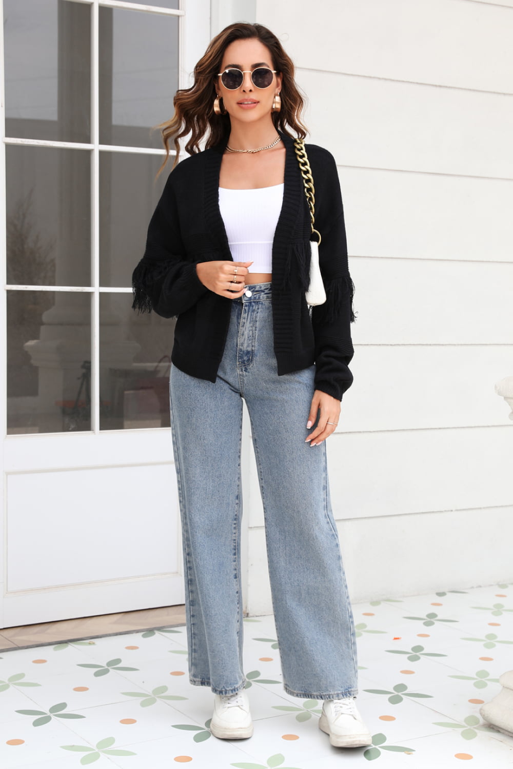 Rowan Rivière — Angel Wings Fringe Trim Open Front Cardigan, alternate view 19
