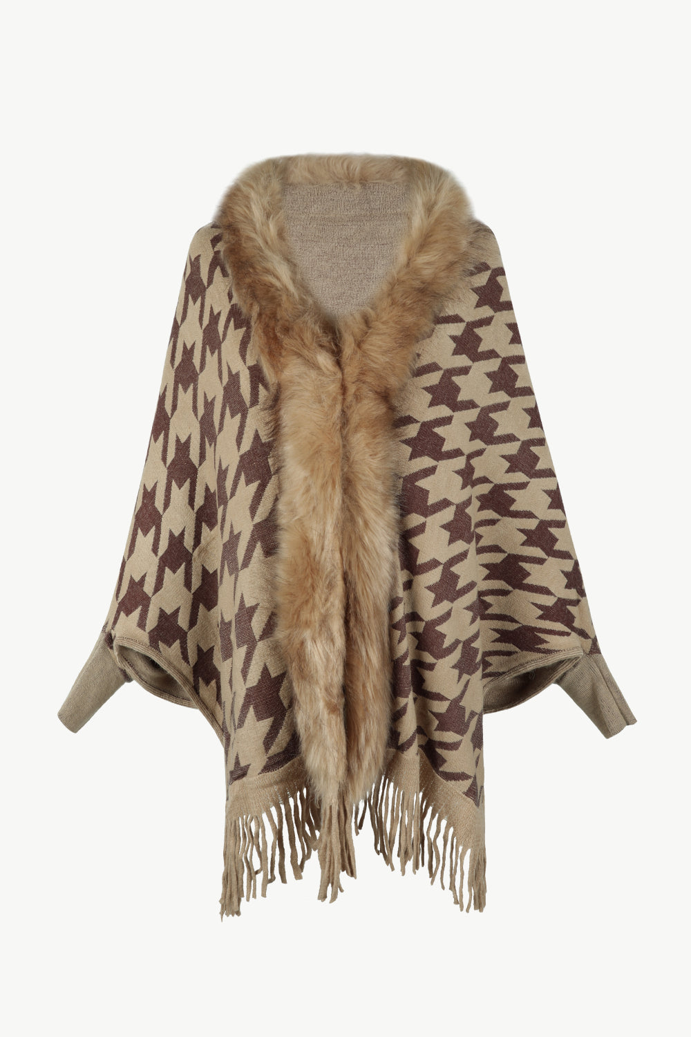 Jules Versailles — Houndstooth Fringe Hem Poncho, alternate view 7