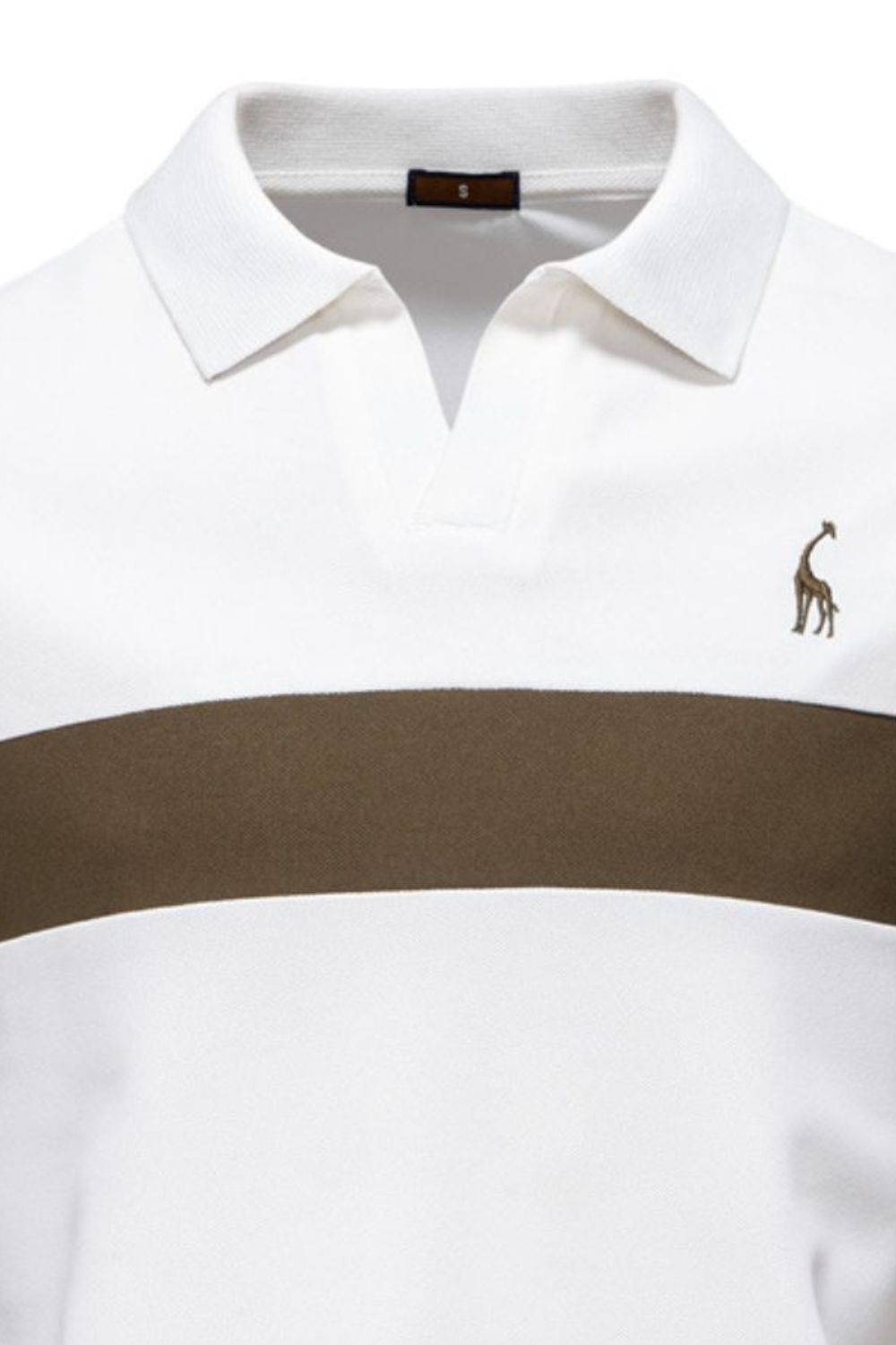 Thierry — Men's Giraffe Embroidered Collared Neck Contrast Polo, alternate view 4