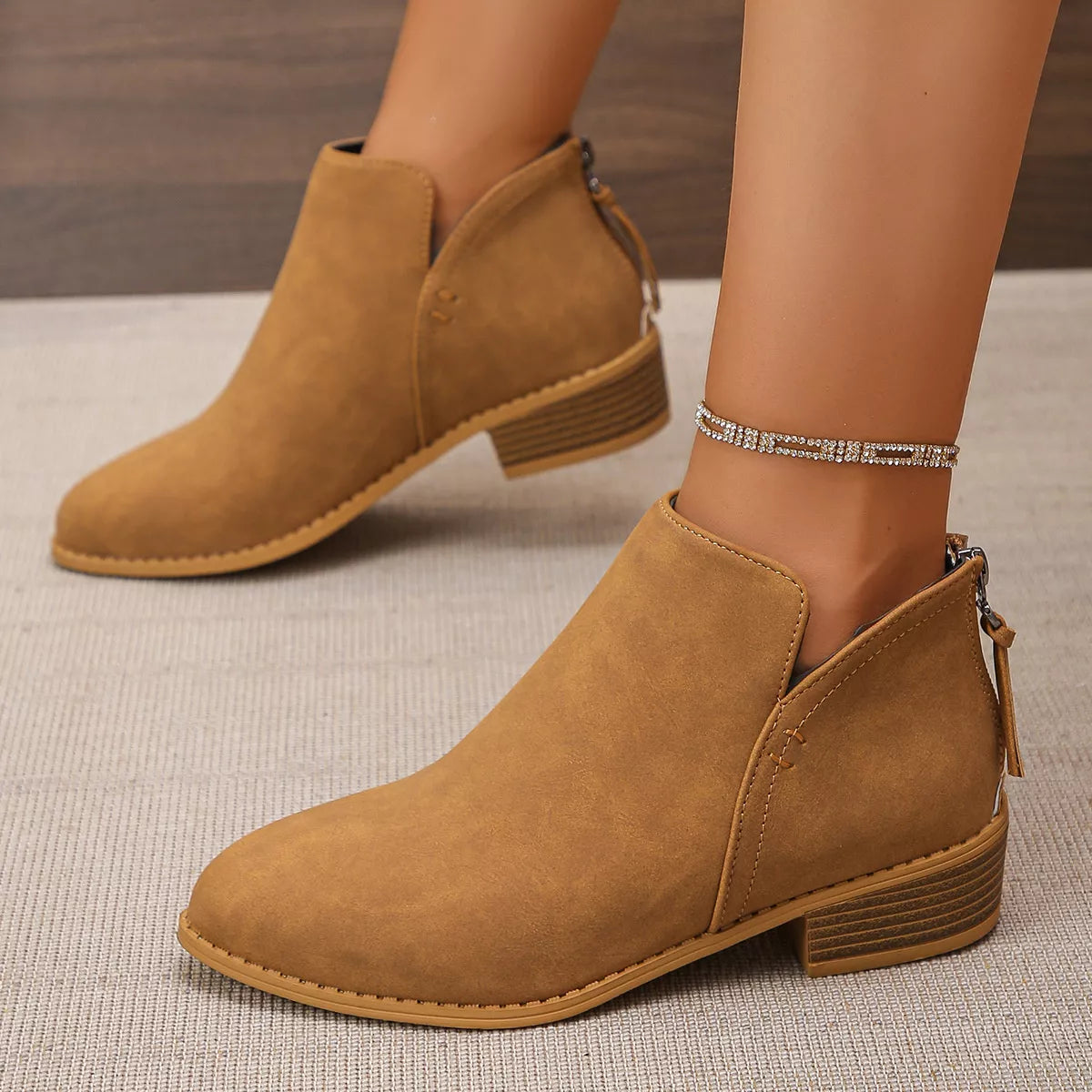 Indigo Marino — Point Toe Block Heels Boots Fashion Footwear, alternate view 6