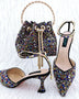 Shoe Bag Set Combination Pointy Back Empty Sandals Same Style Hand-held Diamond