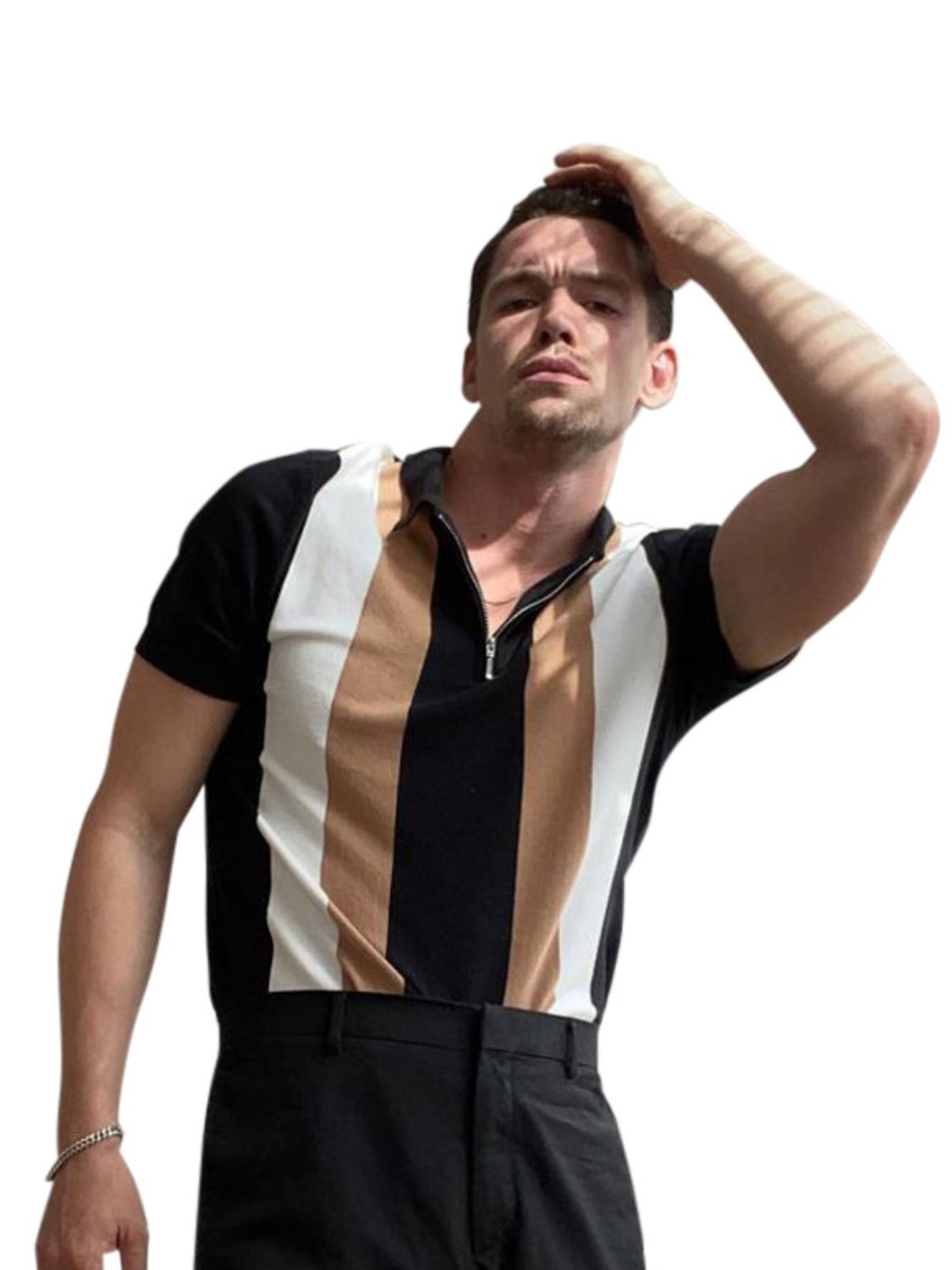 Noel — Men's Full Size Color Block Short Sleeve Polo Shirt Plus Size, alternate view 4