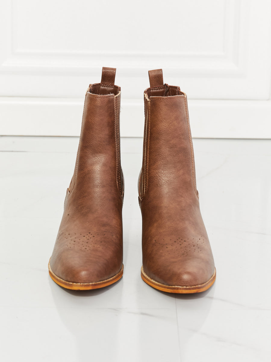 MMShoes Love the Journey Stacked Heel Chelsea Boot in Chestnut - Opulent Empire