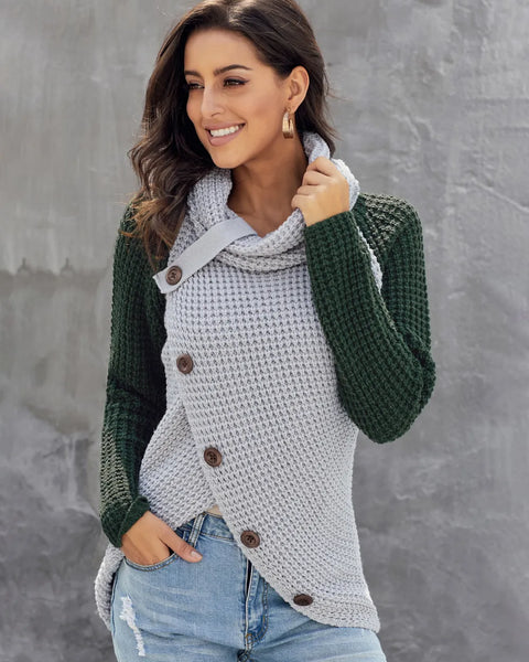 Monroe Rivière — Contrast Decorative Button Turtleneck Sweater, alternate view 12