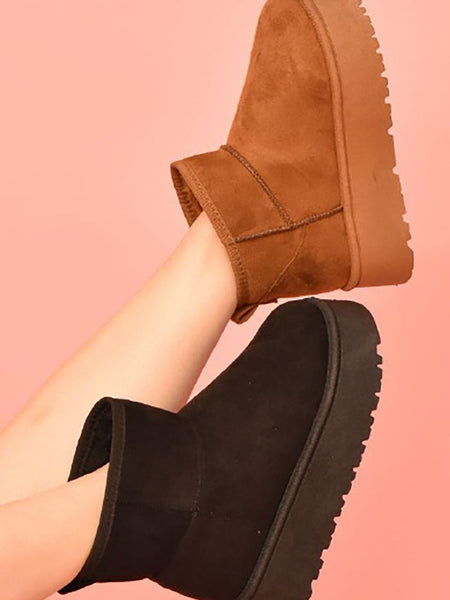 WILD DIVA Suede Round Toe Platform Booties - Opulent Empire