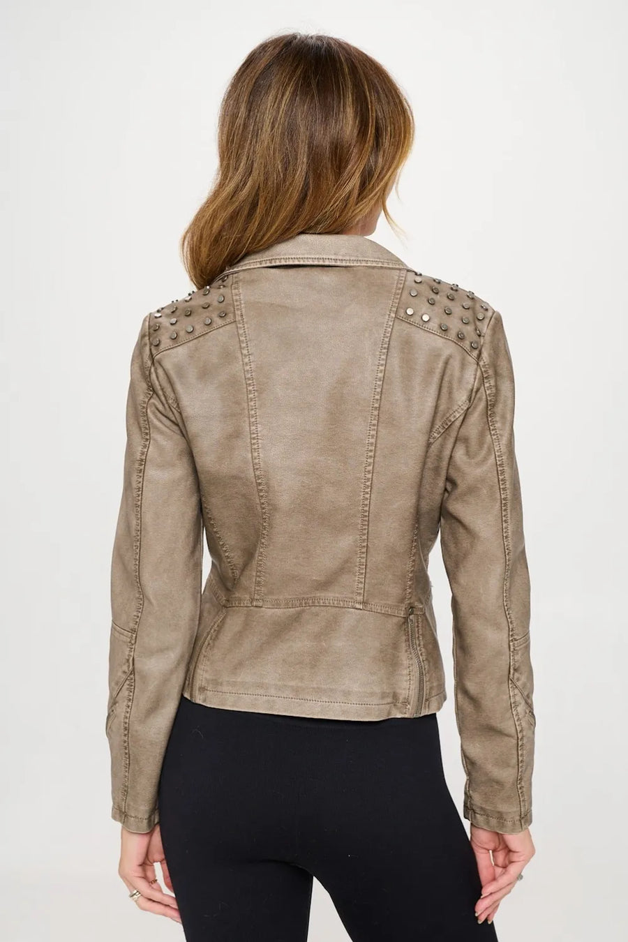 Vale Saint-Clair — Coalition LA Studded Classic Moto Faux Leather Jacket, alternate view 2