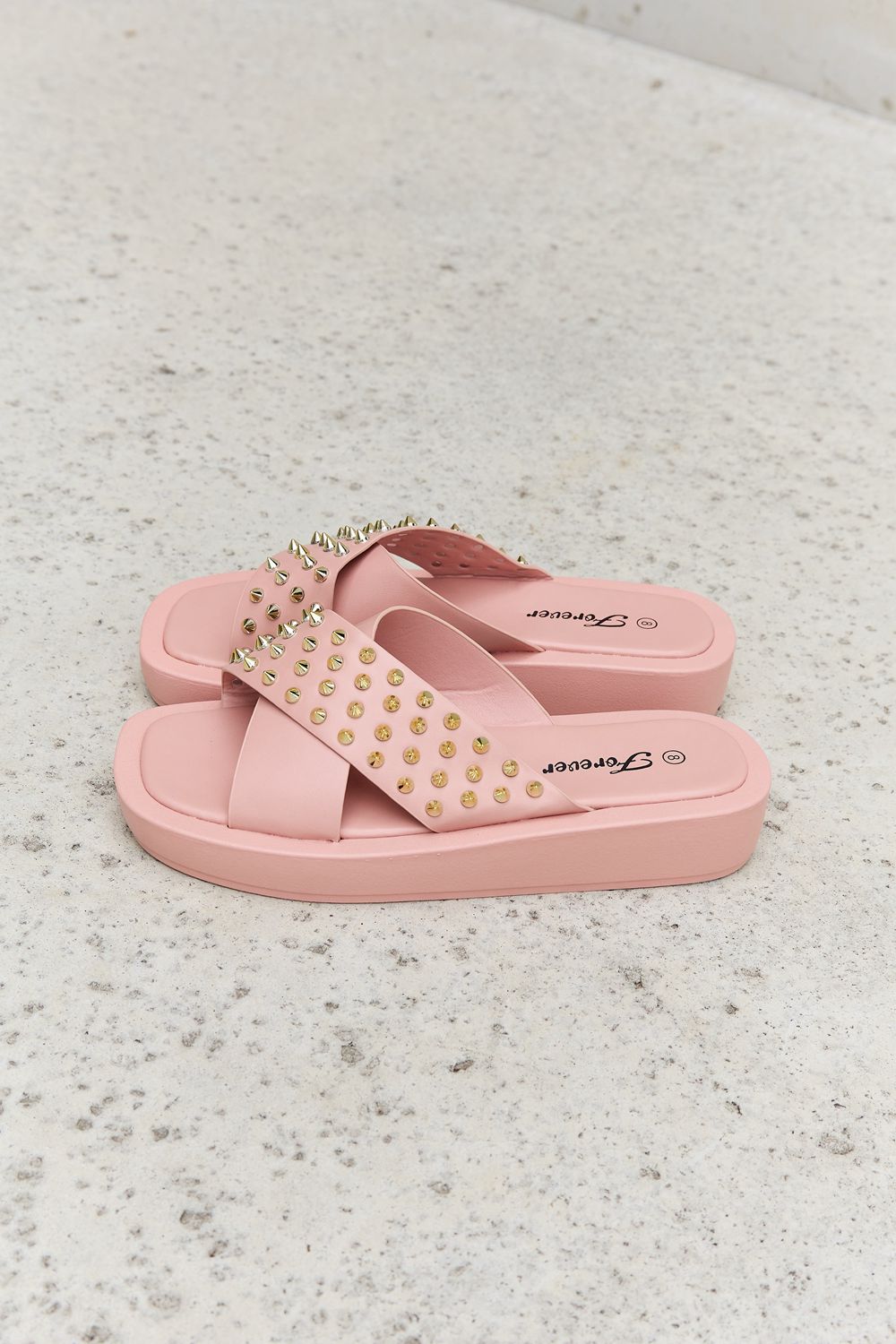 Indigo Beaumont — Forever Link Studded Cross Strap Sandals in Blush Blush Fashion Footwear, alternate view 8