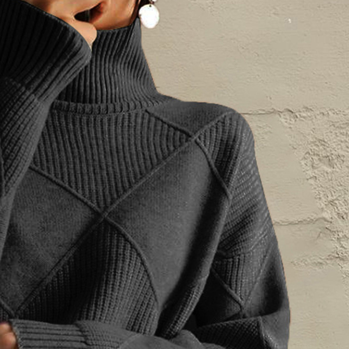 Emery Rivière — Geometric Turtleneck Long Sleeve Sweater, alternate view 18