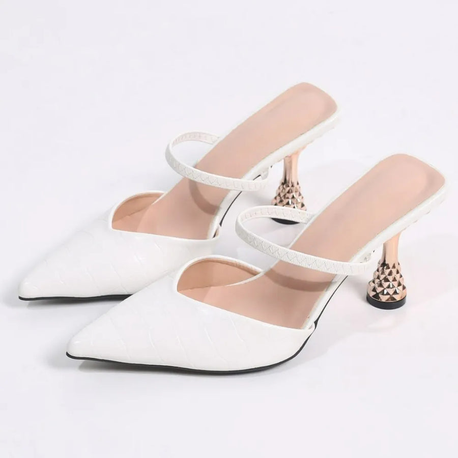 Lior Sorrento — Textured Point Toe Mid Heel Pumps