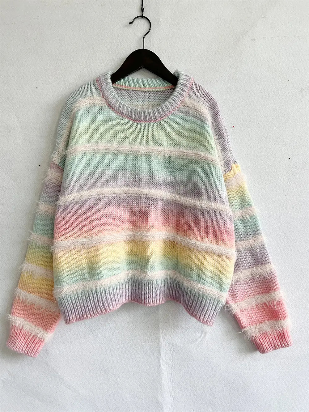 True Rivière — Striped Round Neck Long Sleeve Sweater, alternate view 3