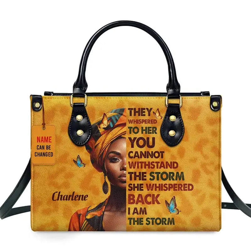 Jocelyn Montclair — Luxury African Girl Print Leather Top-Handle Tote Handbag, alternate view 23