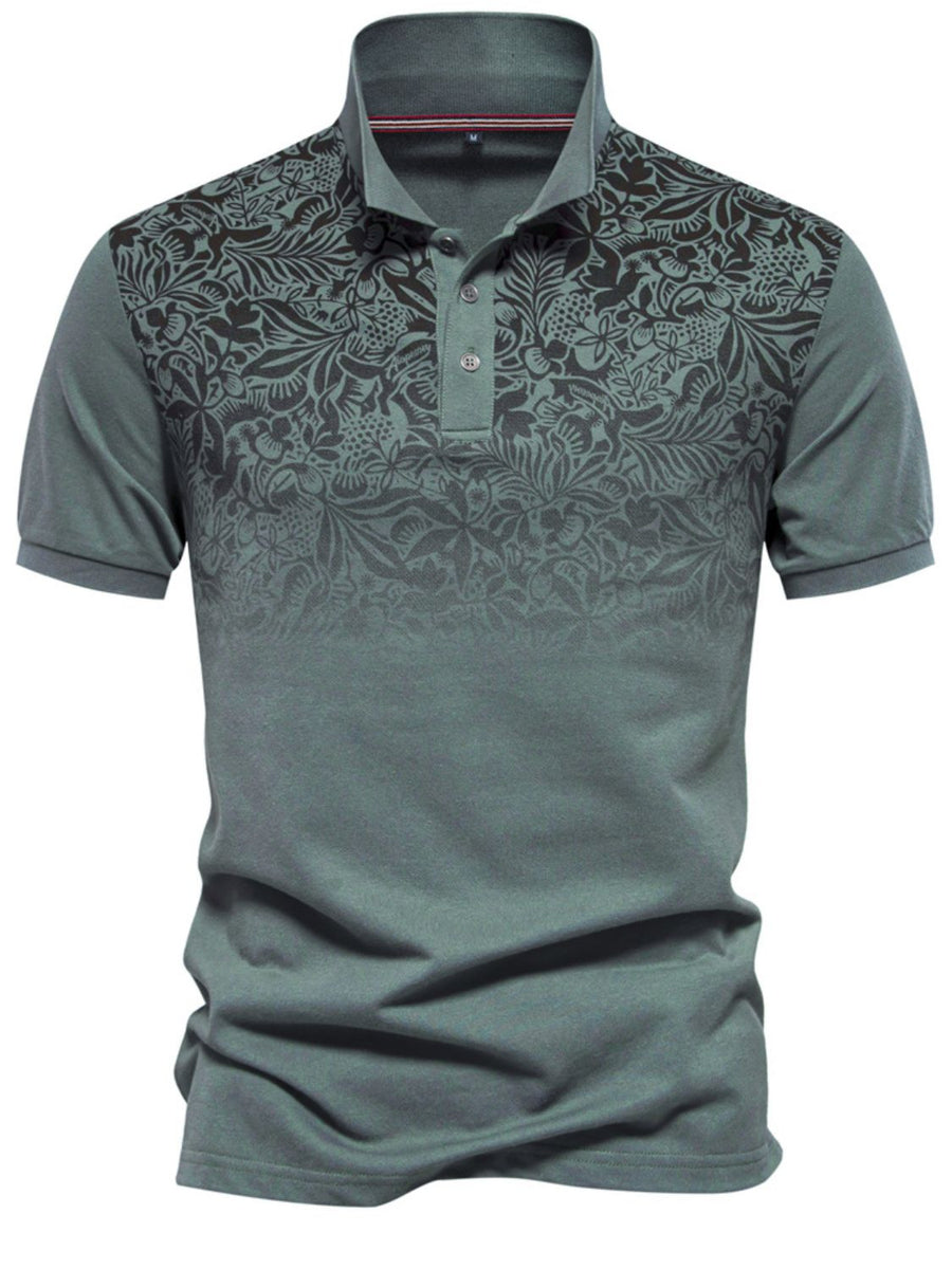 Men's Printed Collared Neck Short Sleeve Polo - Opulent Empire